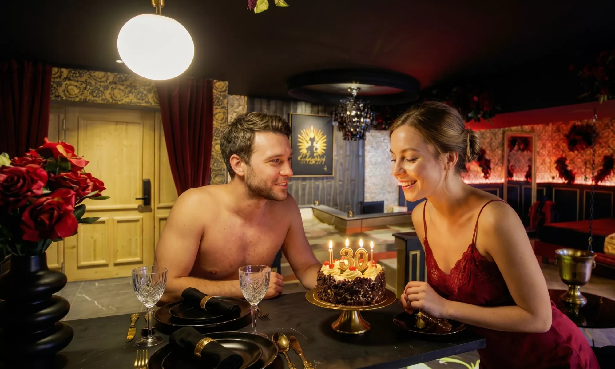 Anniversaire love room Alsace - La Loge du Cabaret